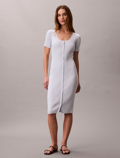 Cotton Rib Button-Down Dress - Calvin Klein Women
