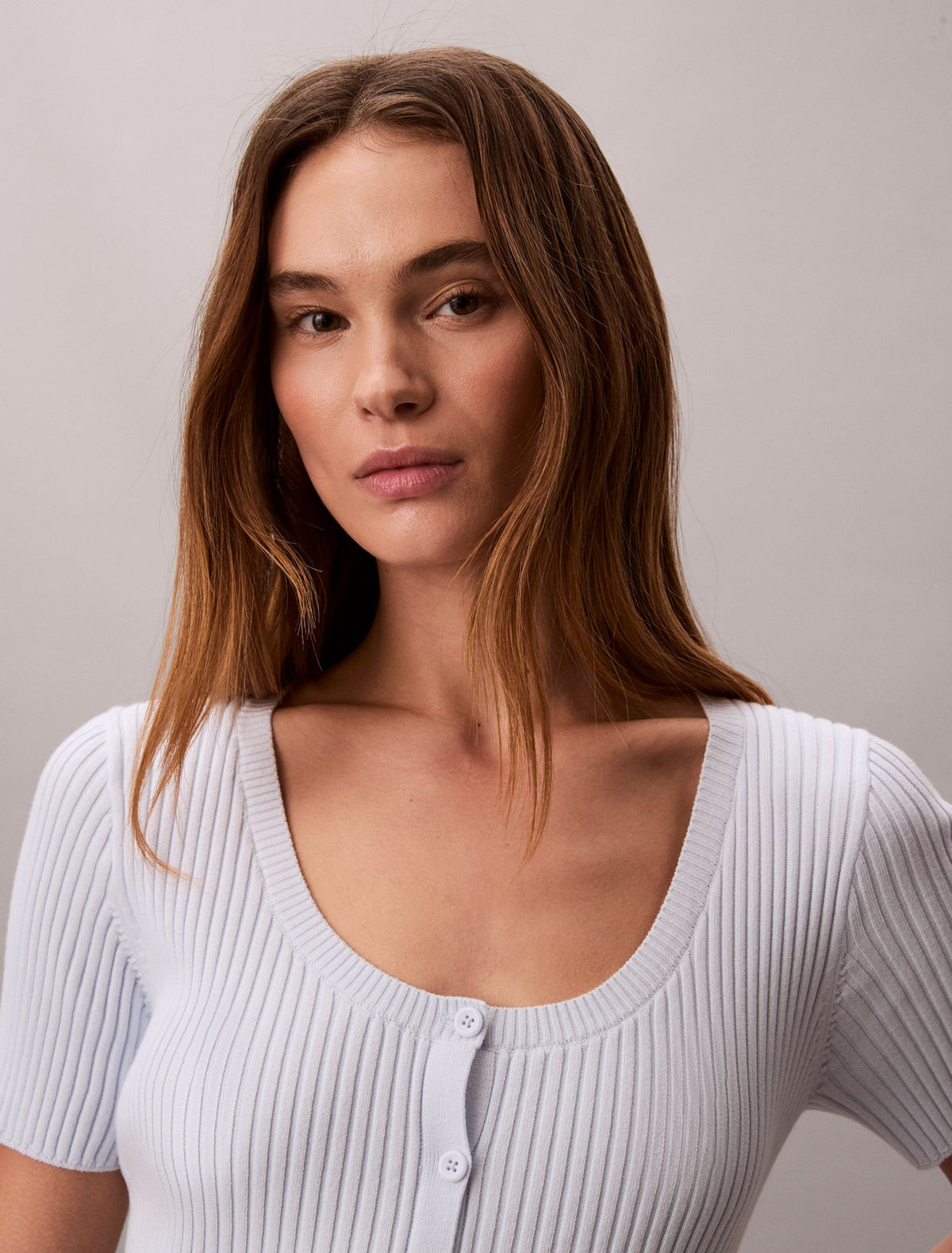 Cotton Rib Button-Down Dress - Calvin Klein Women