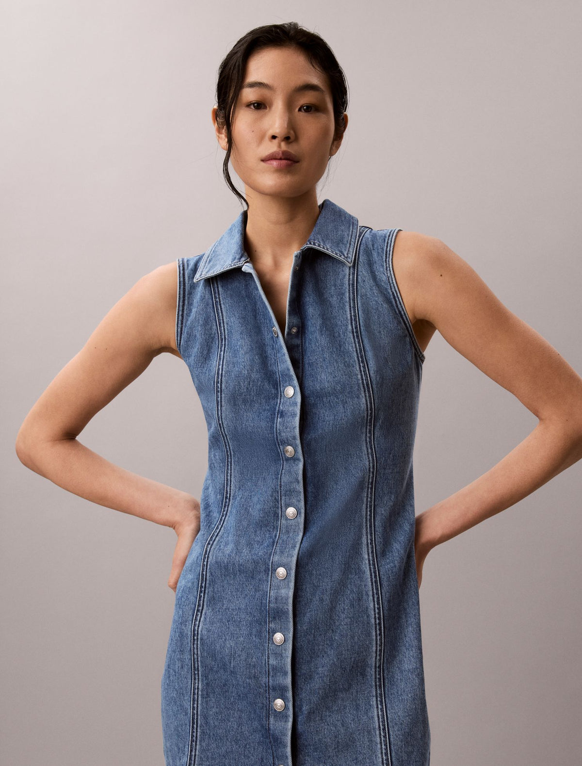 Denim Seamed Mini Dress - Calvin Klein Women