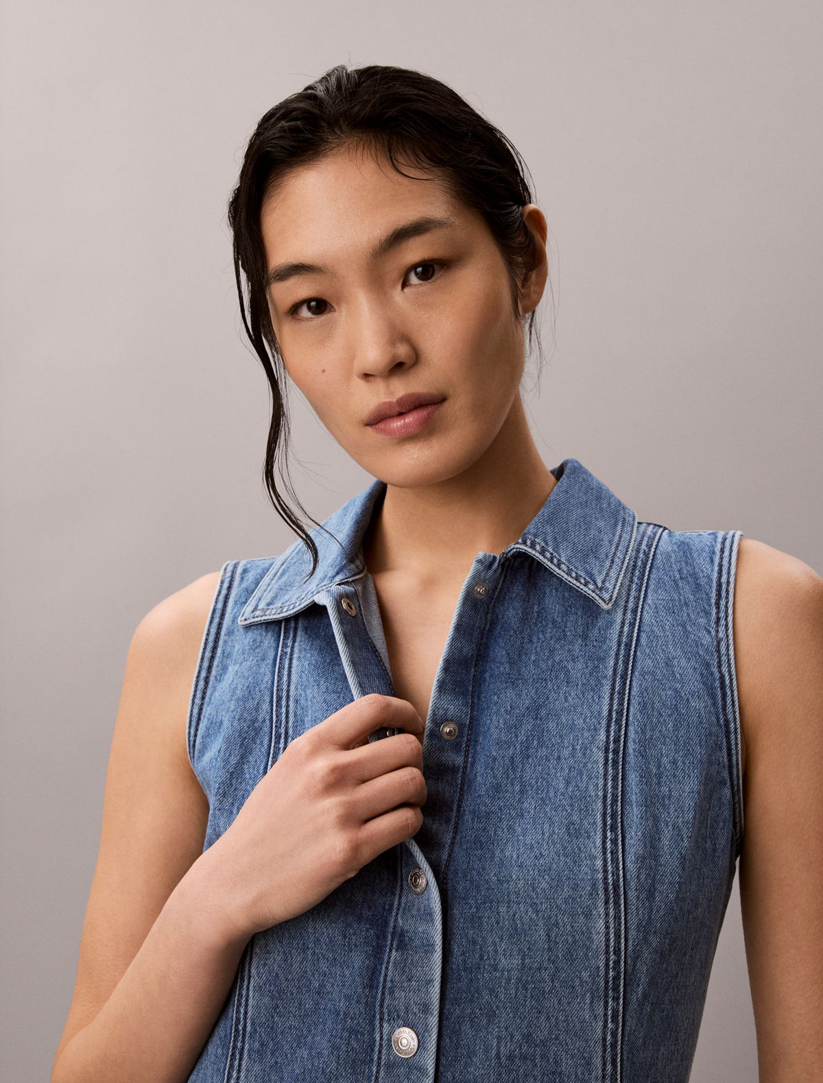 Denim Seamed Mini Dress - Calvin Klein Women