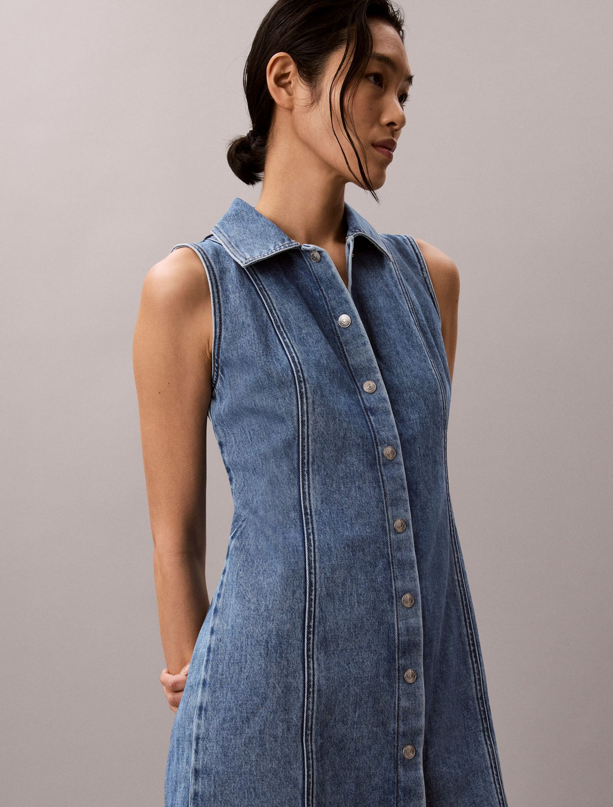 Denim Seamed Mini Dress - Calvin Klein Women