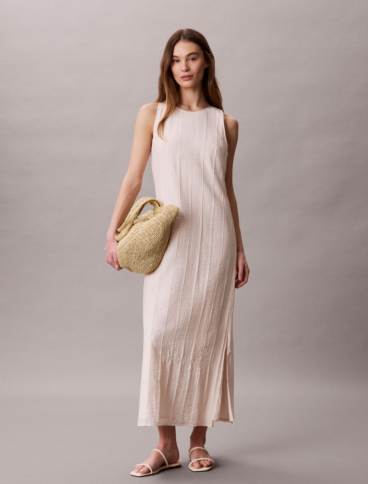 Textured Stripe Sheer Maxi Dress - Calvin Klein Women