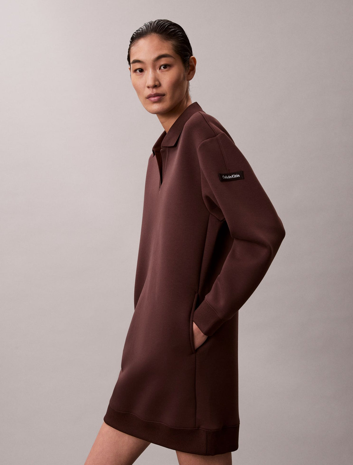Smooth Mini Polo Sweatshirt Dress - Calvin Klein Women