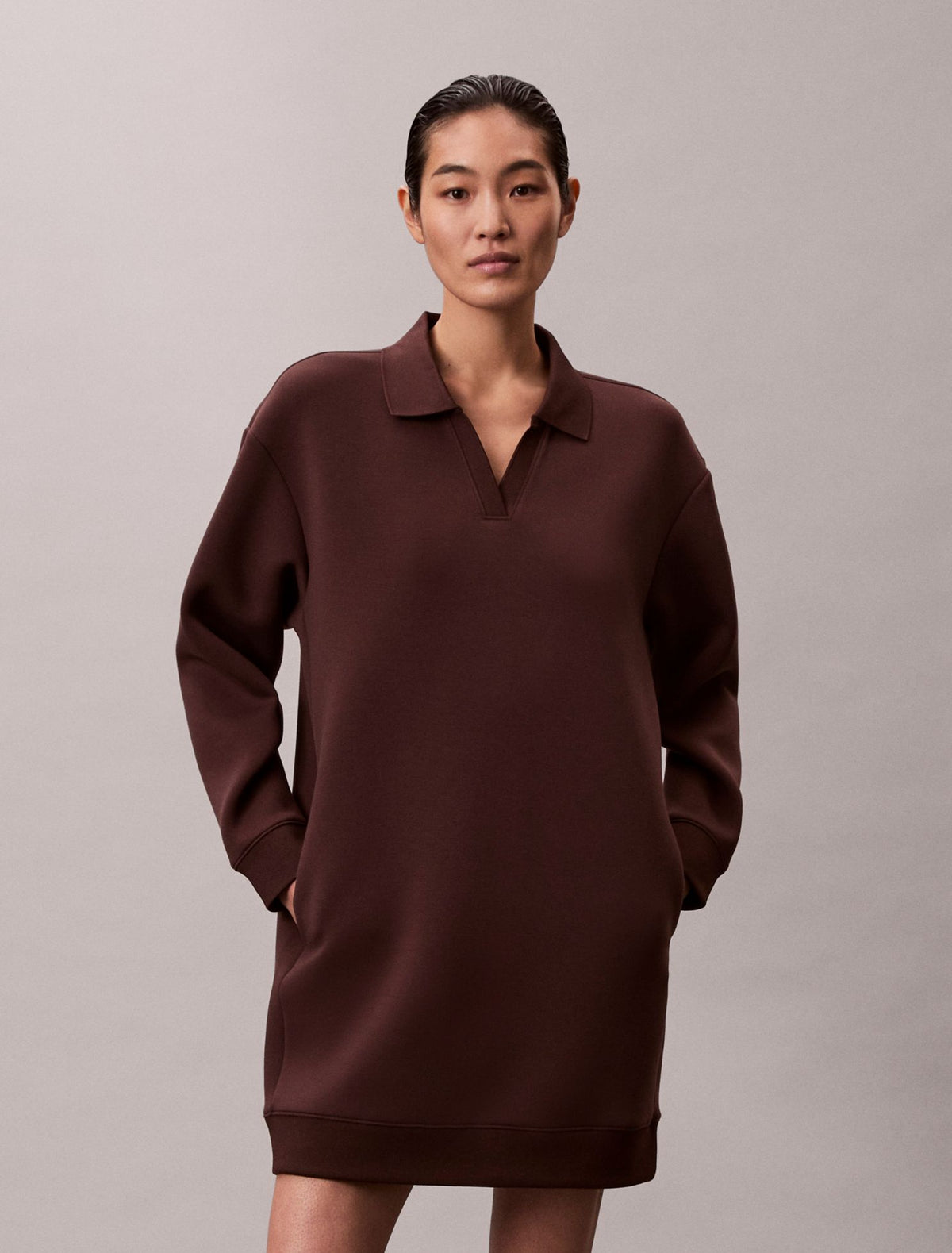 Smooth Mini Polo Sweatshirt Dress - Calvin Klein Women