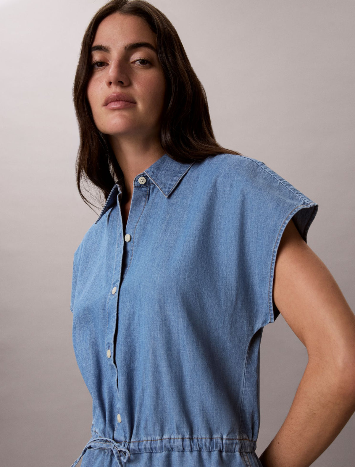 Washed Chambray Romper - Calvin Klein Women