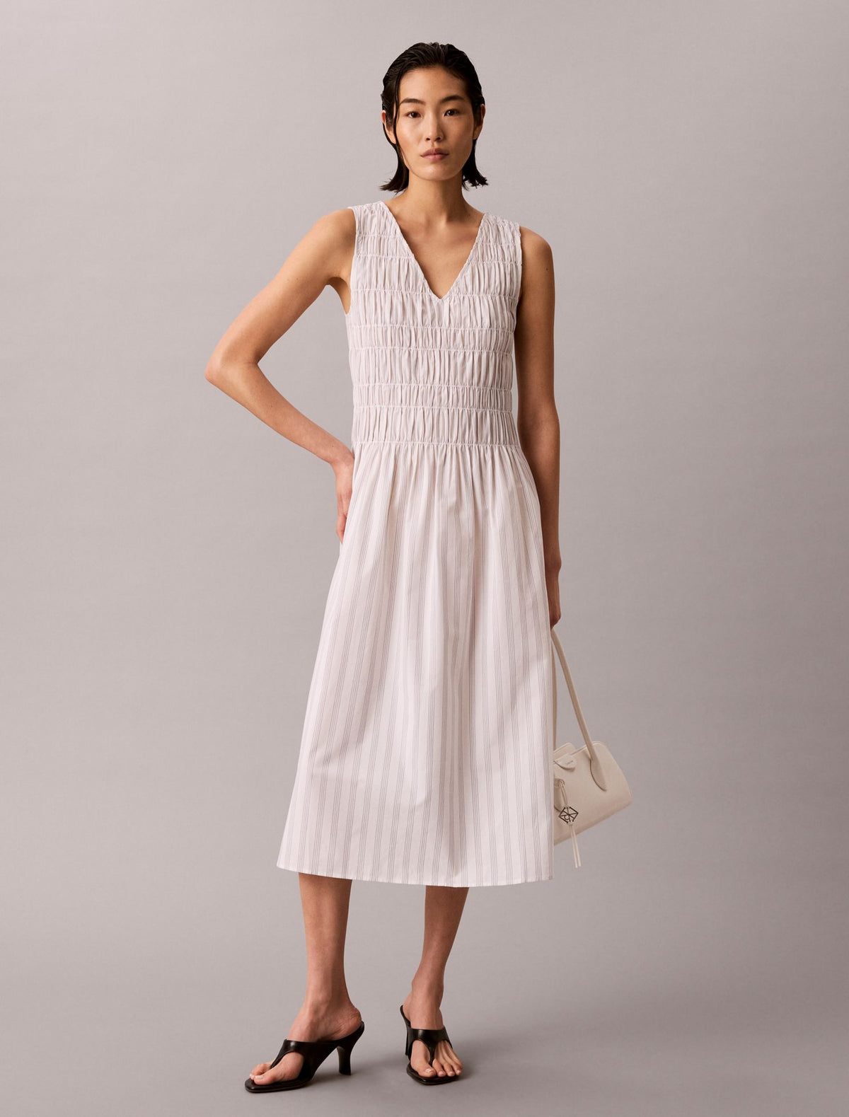 Cotton Poplin Midi Dress - Calvin Klein Women
