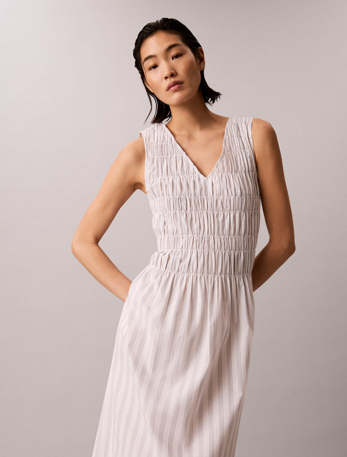 Cotton Poplin Midi Dress - Calvin Klein Women