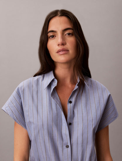 Yarn-Dyed Poplin Cotton Romper - Calvin Klein Women