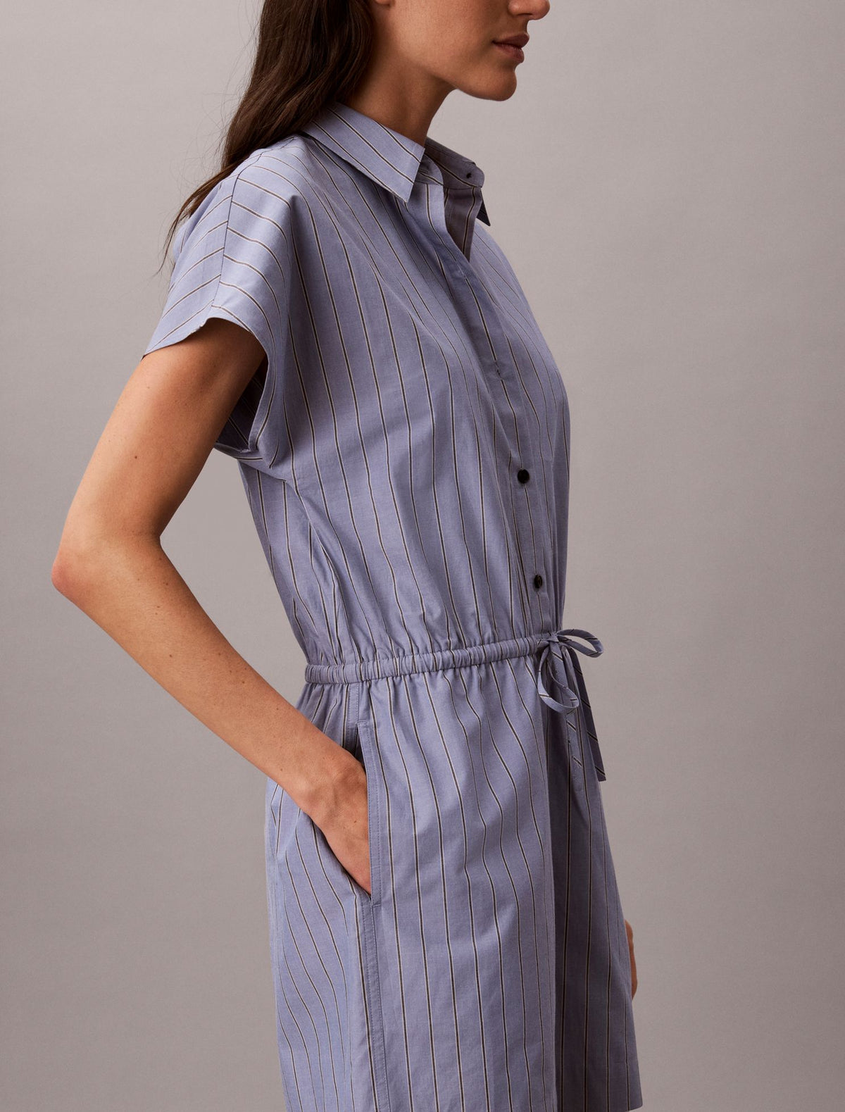 Yarn-Dyed Poplin Cotton Romper - Calvin Klein Women