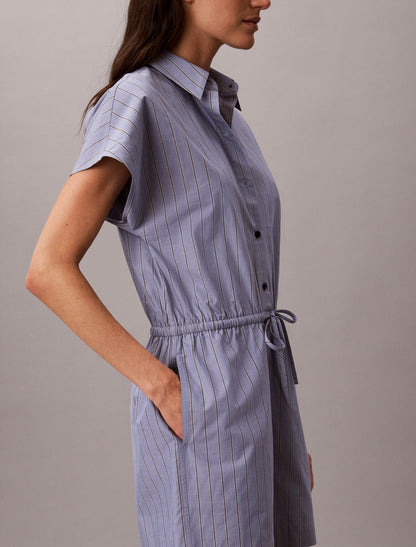 Yarn-Dyed Poplin Cotton Romper - Calvin Klein Women