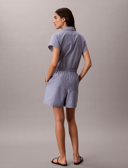 Yarn-Dyed Poplin Cotton Romper - Calvin Klein Women