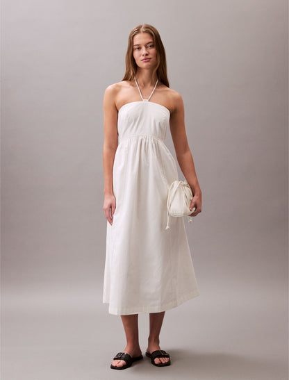 Cotton Twill Halter Midi Dress - Calvin Klein Women