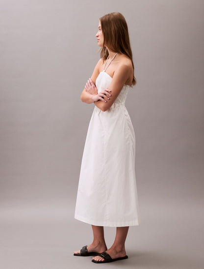Cotton Twill Halter Midi Dress - Calvin Klein Women