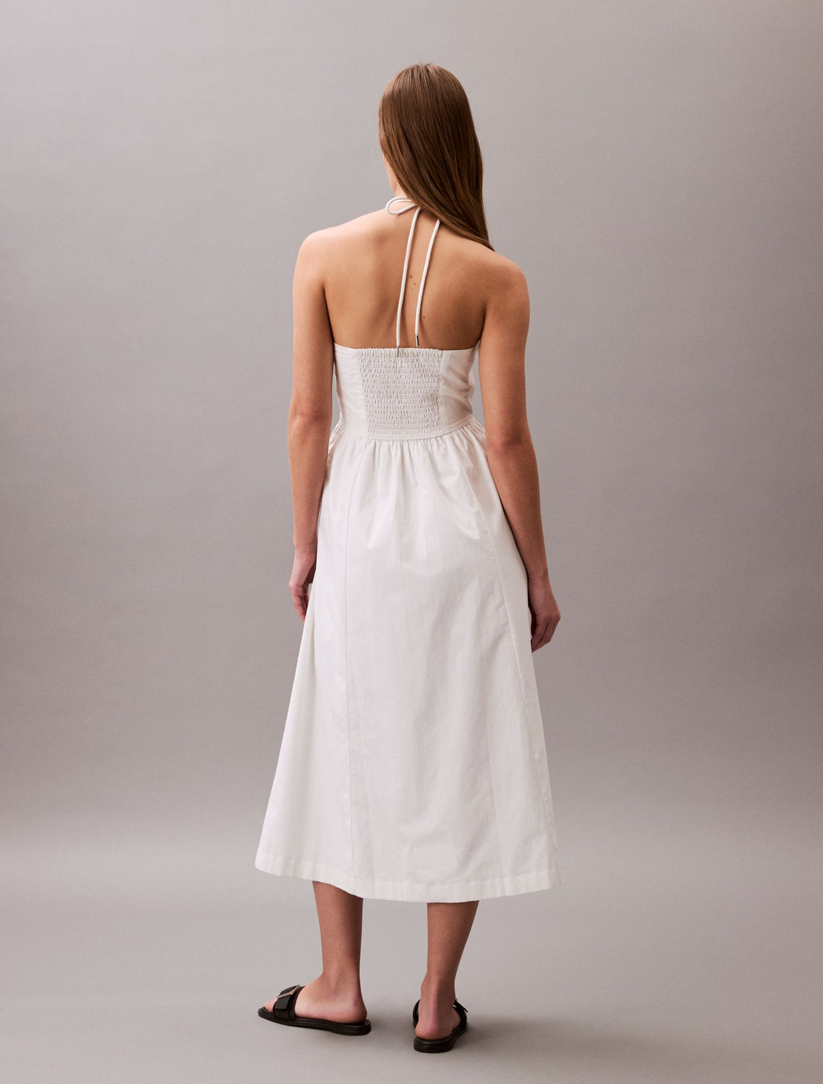 Cotton Twill Halter Midi Dress - Calvin Klein Women