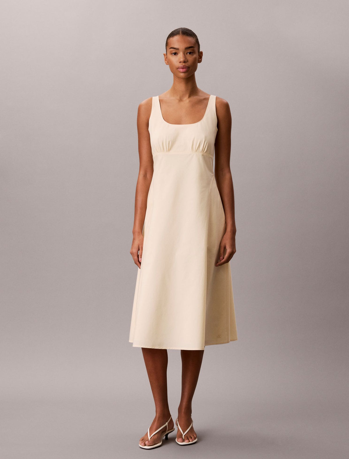 Cotton Poplin Sleeveless Midi Dress - Calvin Klein Women