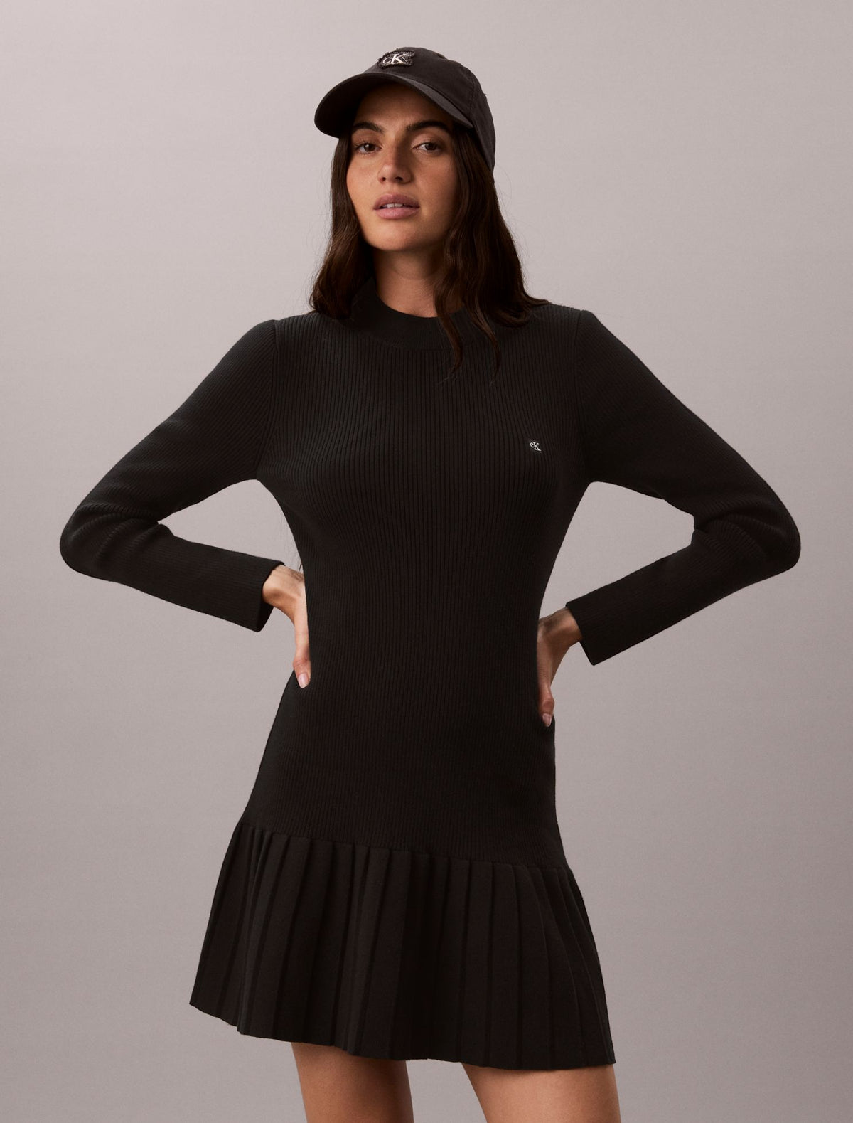 Mock Neck Ribbed Mini Dress - Calvin Klein Women