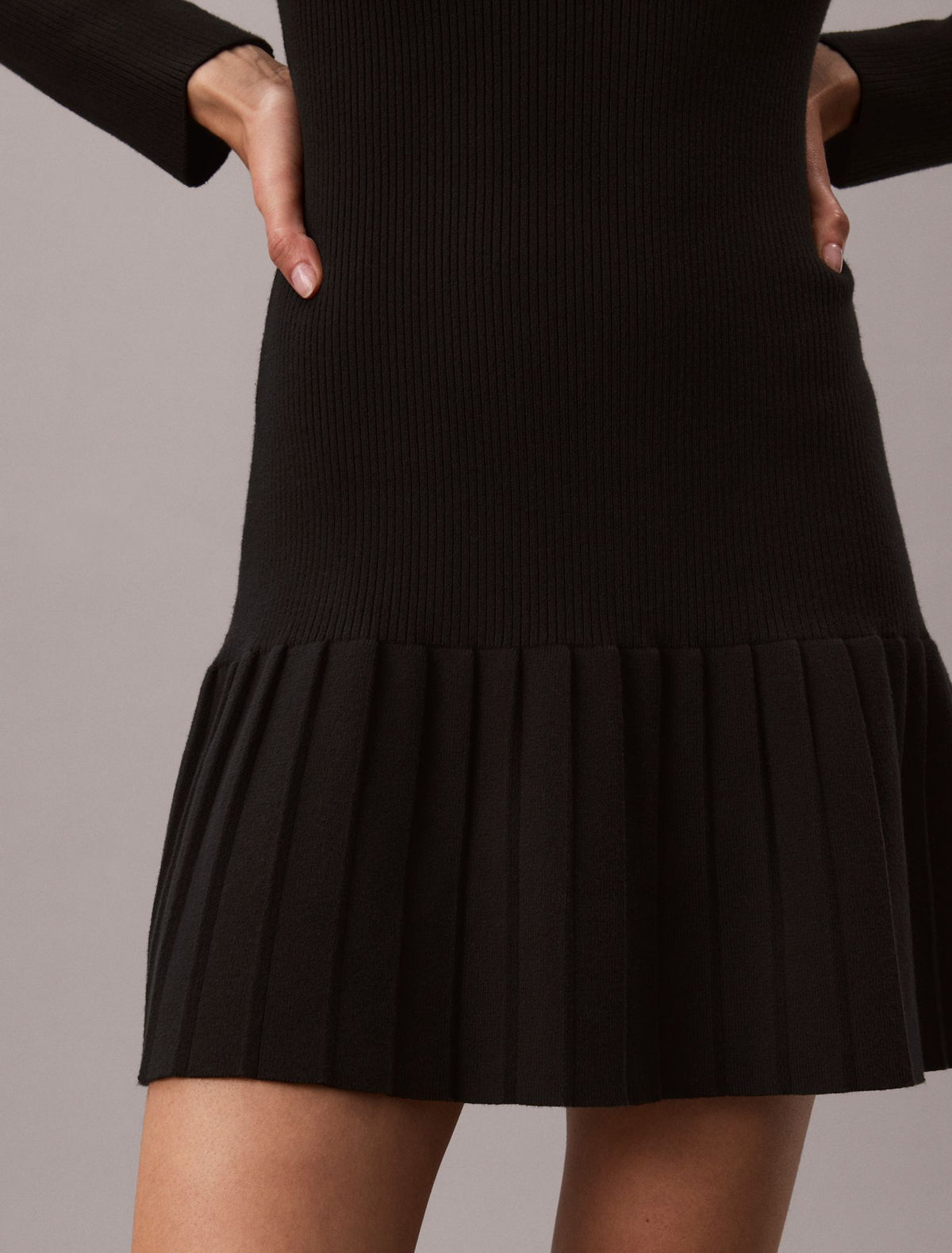 Mock Neck Ribbed Mini Dress - Calvin Klein Women