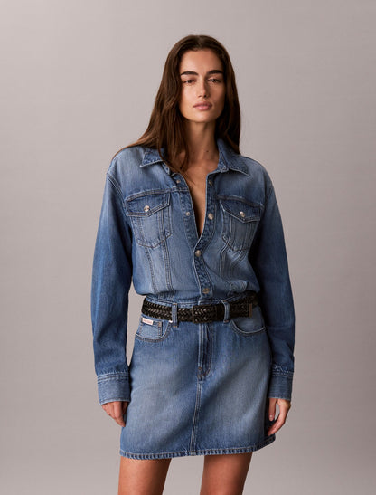 Denim Mini Trucker Dress - Calvin Klein Women