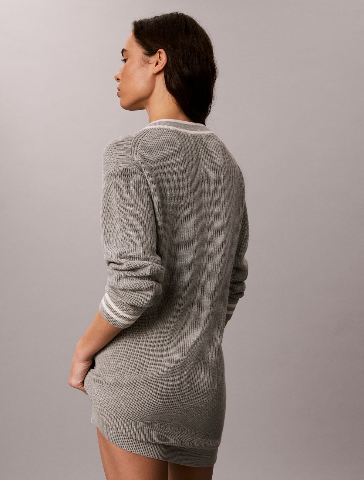 Woven Monologo Tunic V-Neck Dress - Calvin Klein Women
