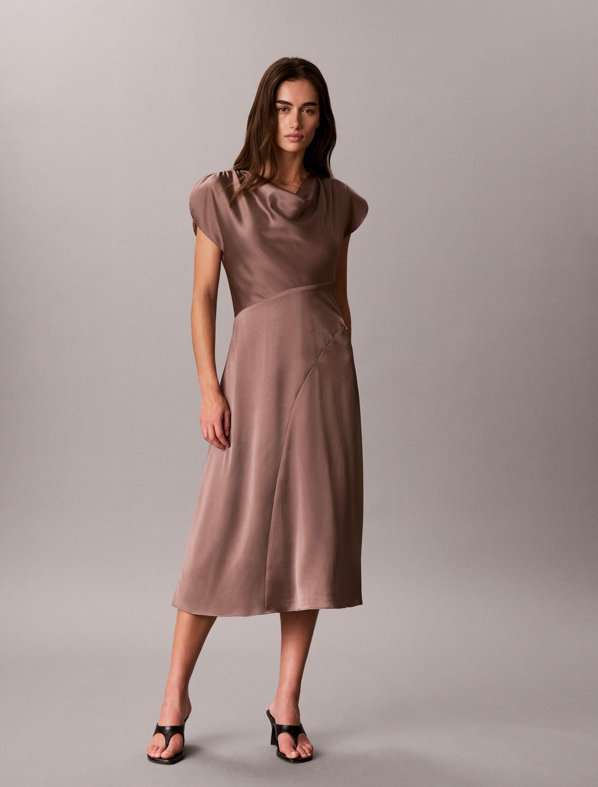 Hammered Satin Midi Dress - Calvin Klein Women