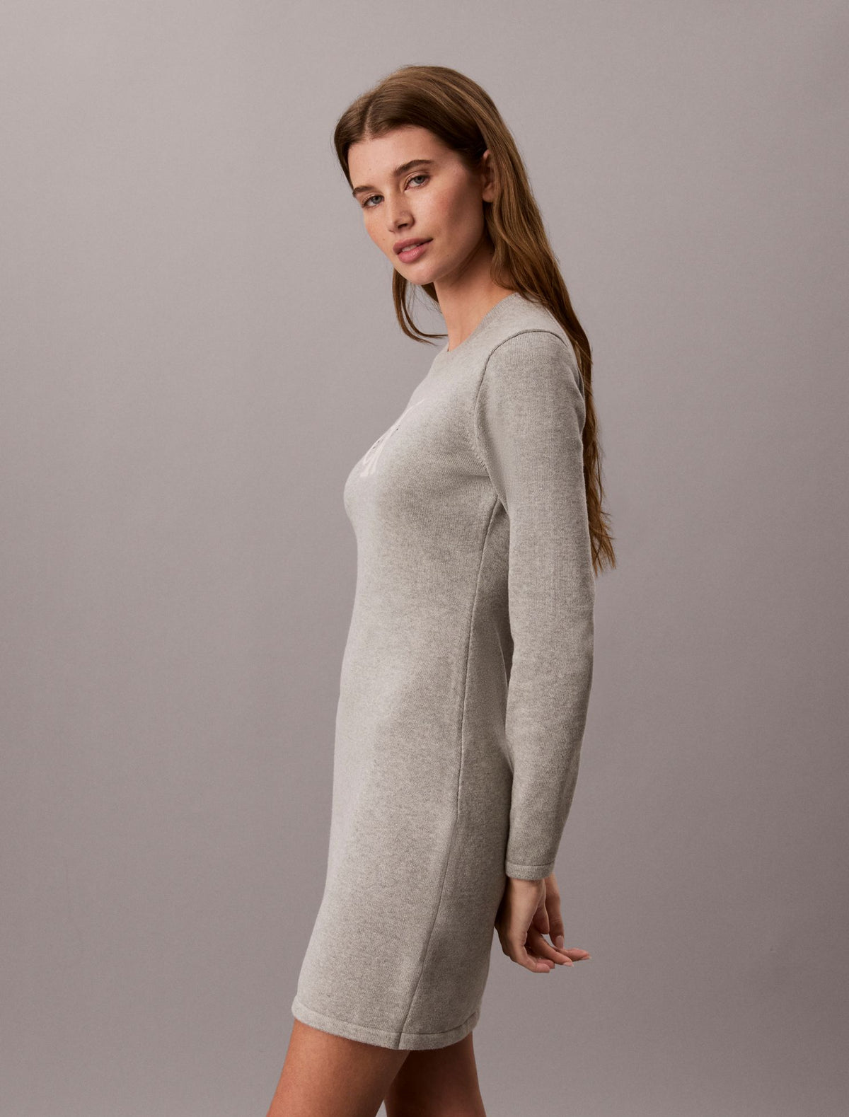 Monogram Logo Long Sleeve Mini Dress - Calvin Klein Women