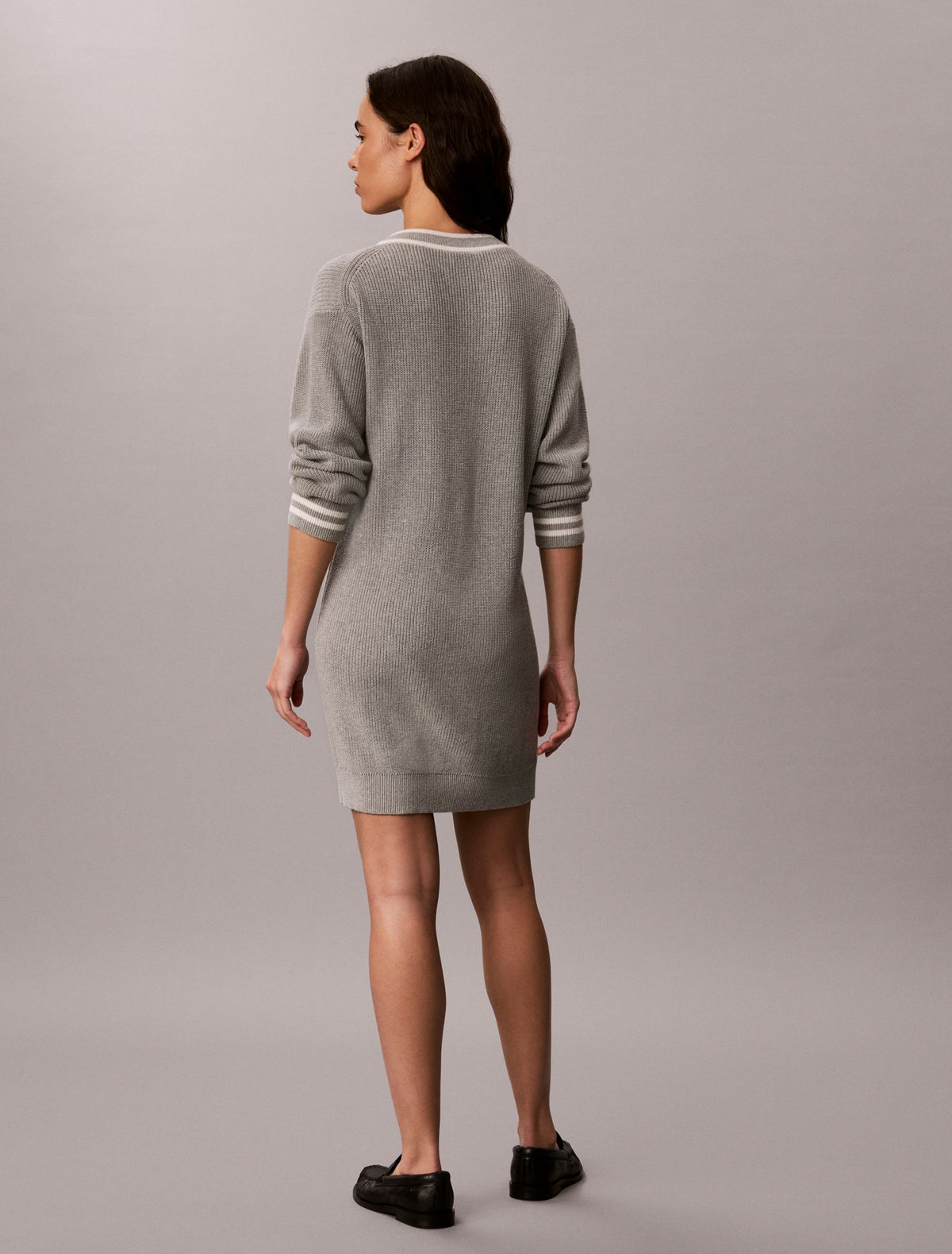 Woven Monologo Tunic V-Neck Dress - Calvin Klein Women