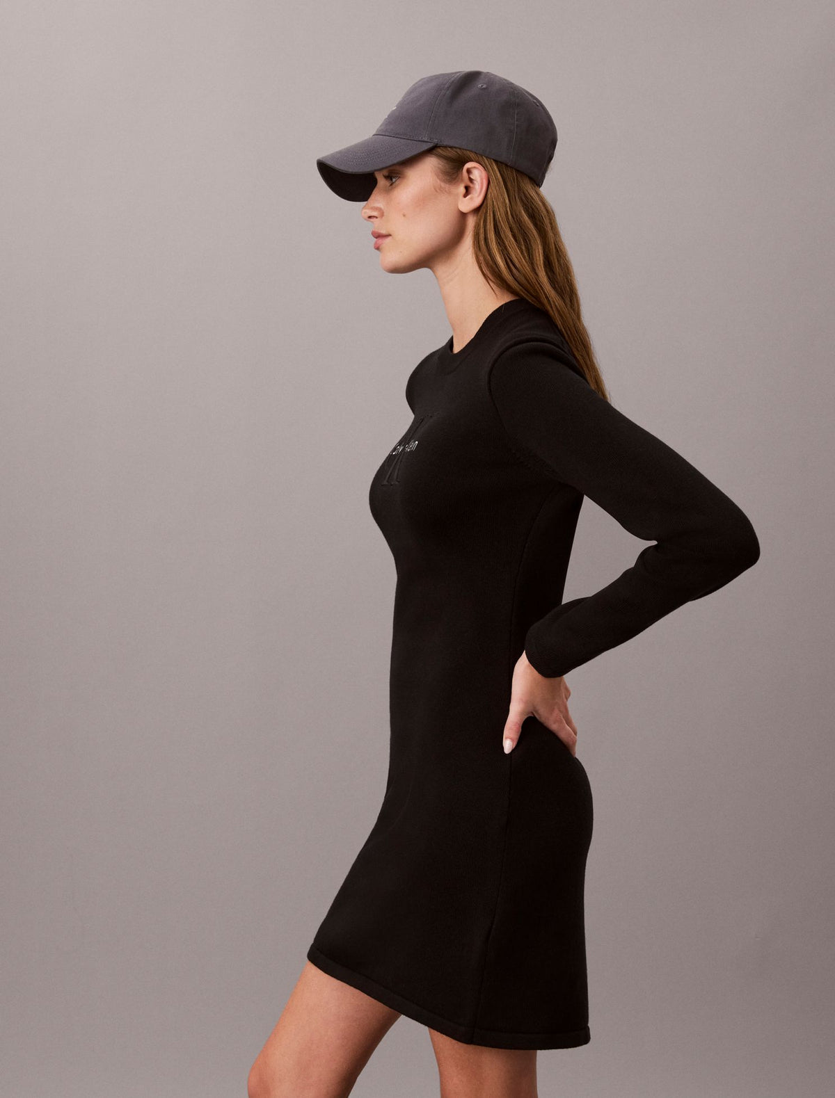 Monogram Logo Long Sleeve Mini Dress - Calvin Klein Women