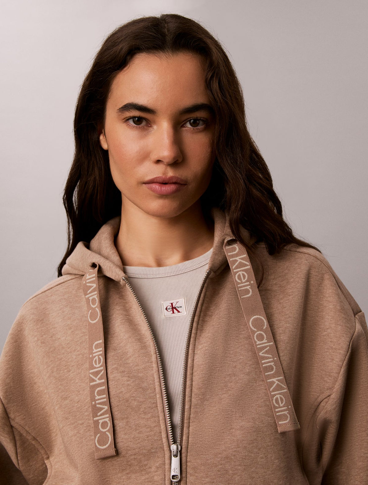 Logo Tape Fleece Hoodie - Calvin Klein Women