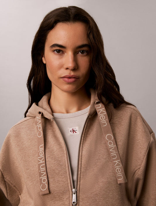 Logo Tape Fleece Hoodie - Calvin Klein Women