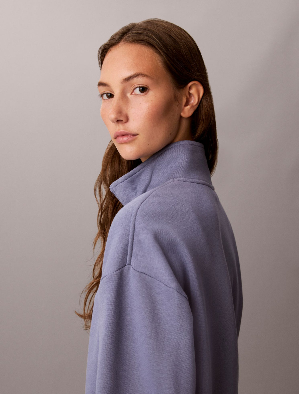 Monogram Fleece 1/4 Zip Sweatshirt - Calvin Klein Women