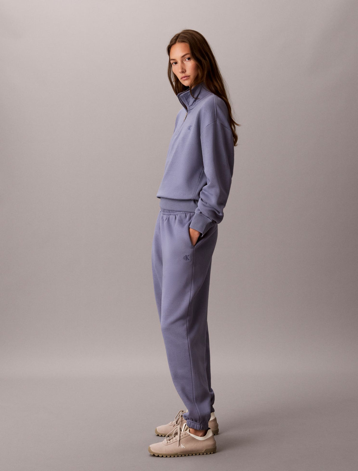 Monogram Fleece 1/4 Zip Sweatshirt - Calvin Klein Women