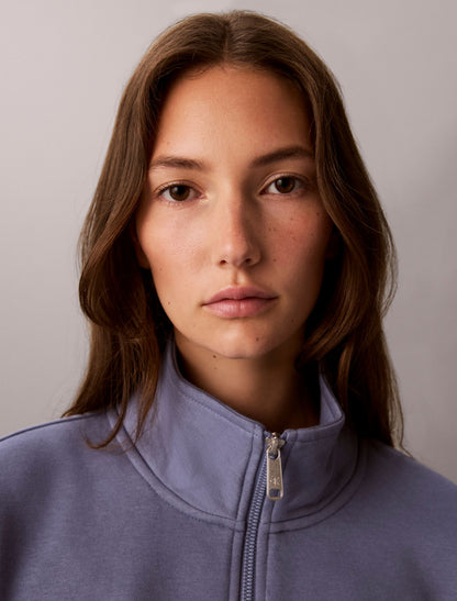 Monogram Fleece 1/4 Zip Sweatshirt - Calvin Klein Women