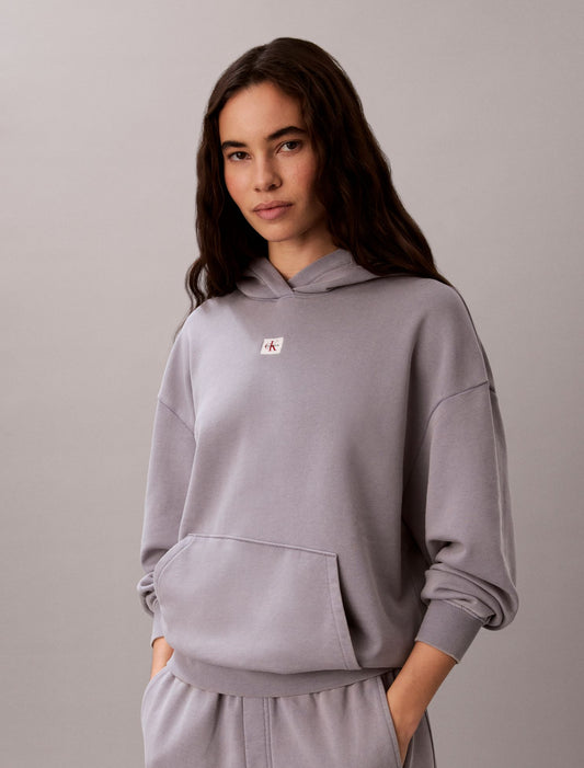 Woven Monologo Terry Pullover Hoodie - Calvin Klein Women