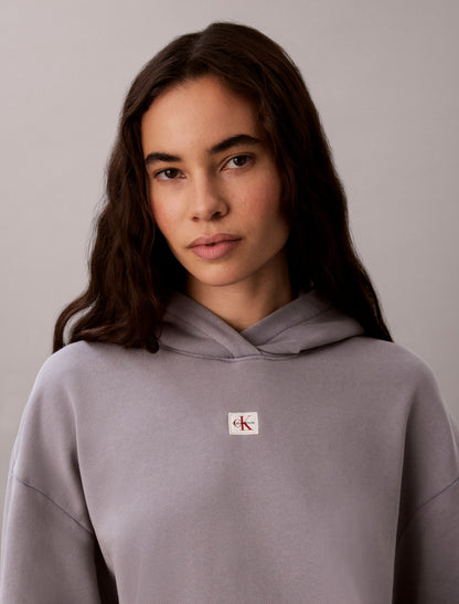 Woven Monologo Terry Pullover Hoodie - Calvin Klein Women