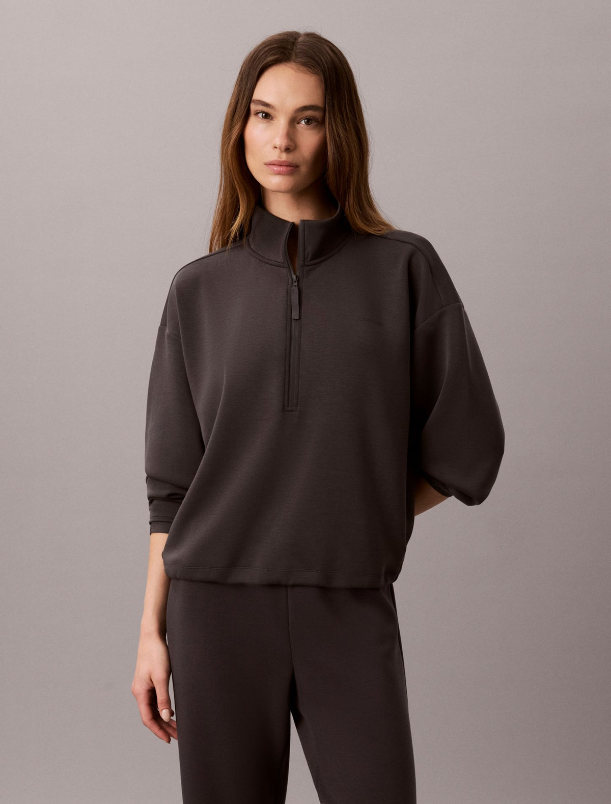 Ultra Soft Knit 1/4 Zip Sweatshirt - Calvin Klein Women