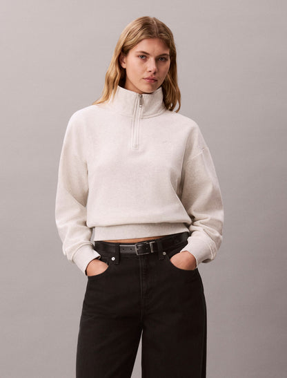 Monogram Fleece 1/4 Zip Sweatshirt - Calvin Klein Women