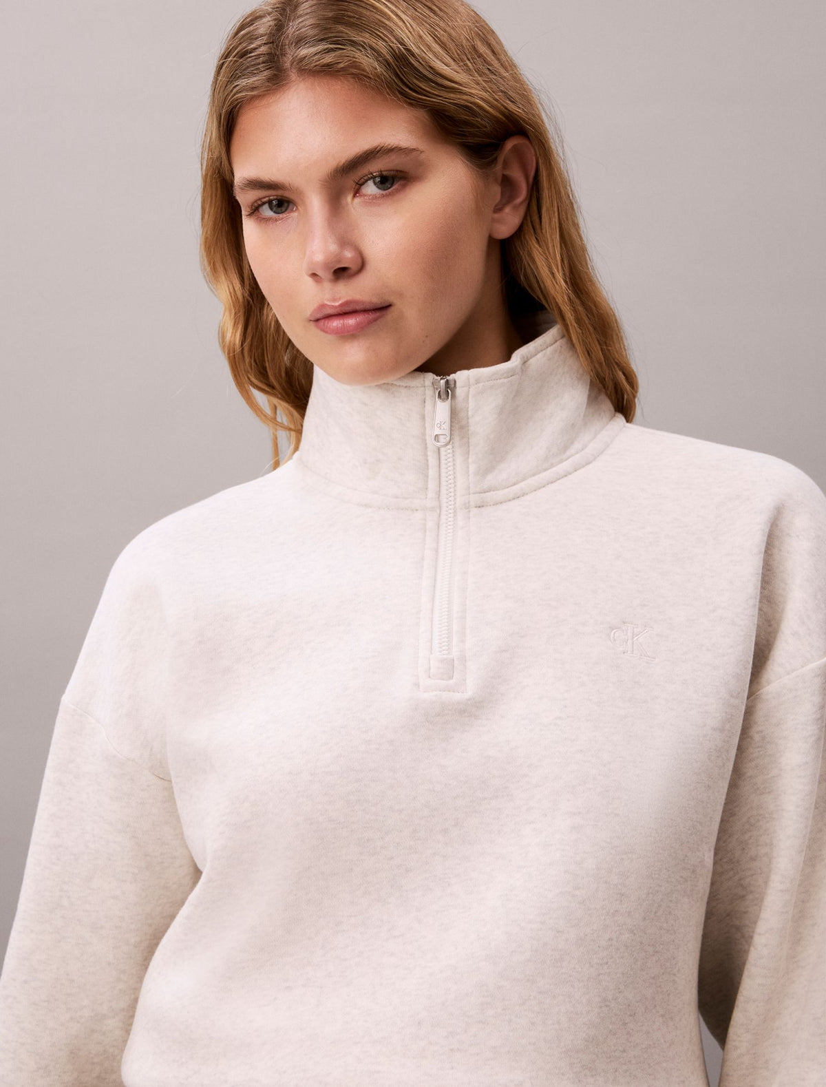 Monogram Fleece 1/4 Zip Sweatshirt - Calvin Klein Women