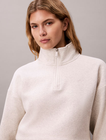Monogram Fleece 1/4 Zip Sweatshirt - Calvin Klein Women