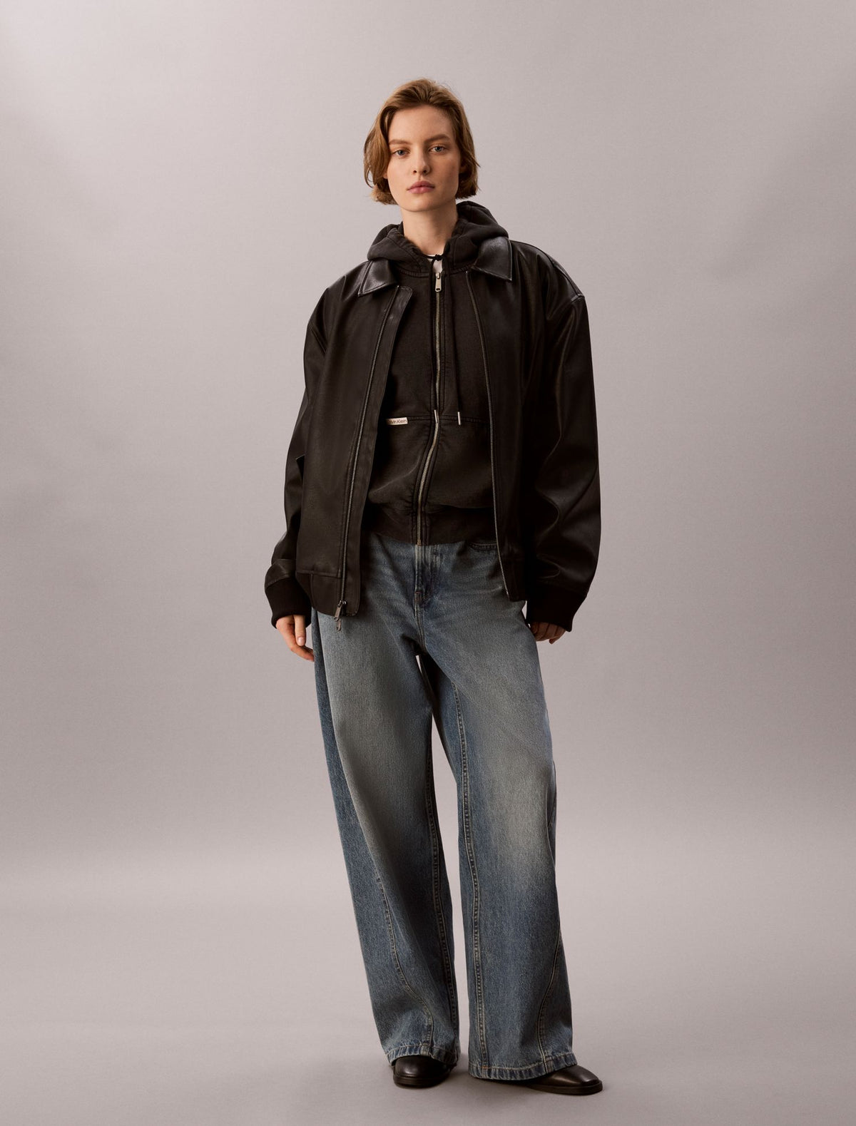 Denim Wash French Terry Zip Sweatshirt - Calvin Klein Women