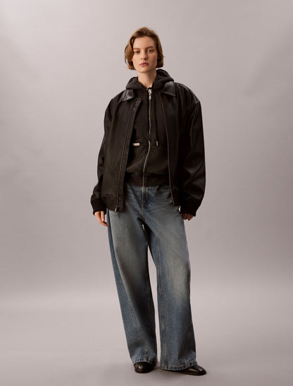 Denim Wash French Terry Zip Sweatshirt - Calvin Klein Women