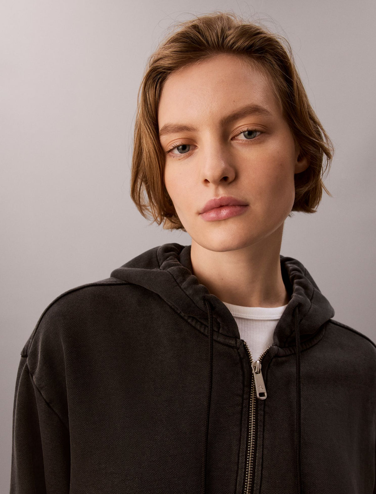 Denim Wash French Terry Zip Sweatshirt - Calvin Klein Women