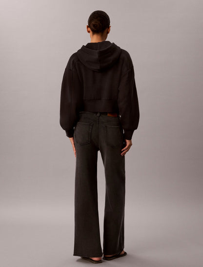 Denim Wash French Terry Wide Leg Pants - Calvin Klein Women