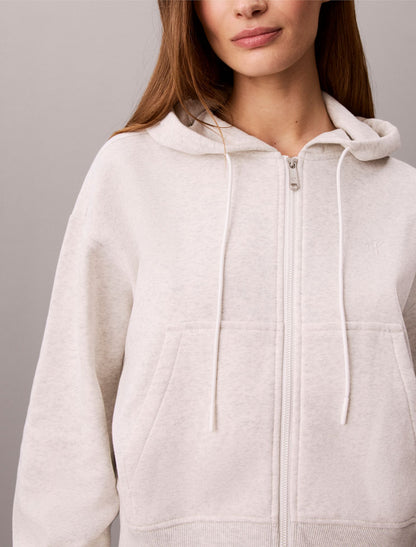 Monogram Logo Fleece Zip Hoodie - Calvin Klein Women