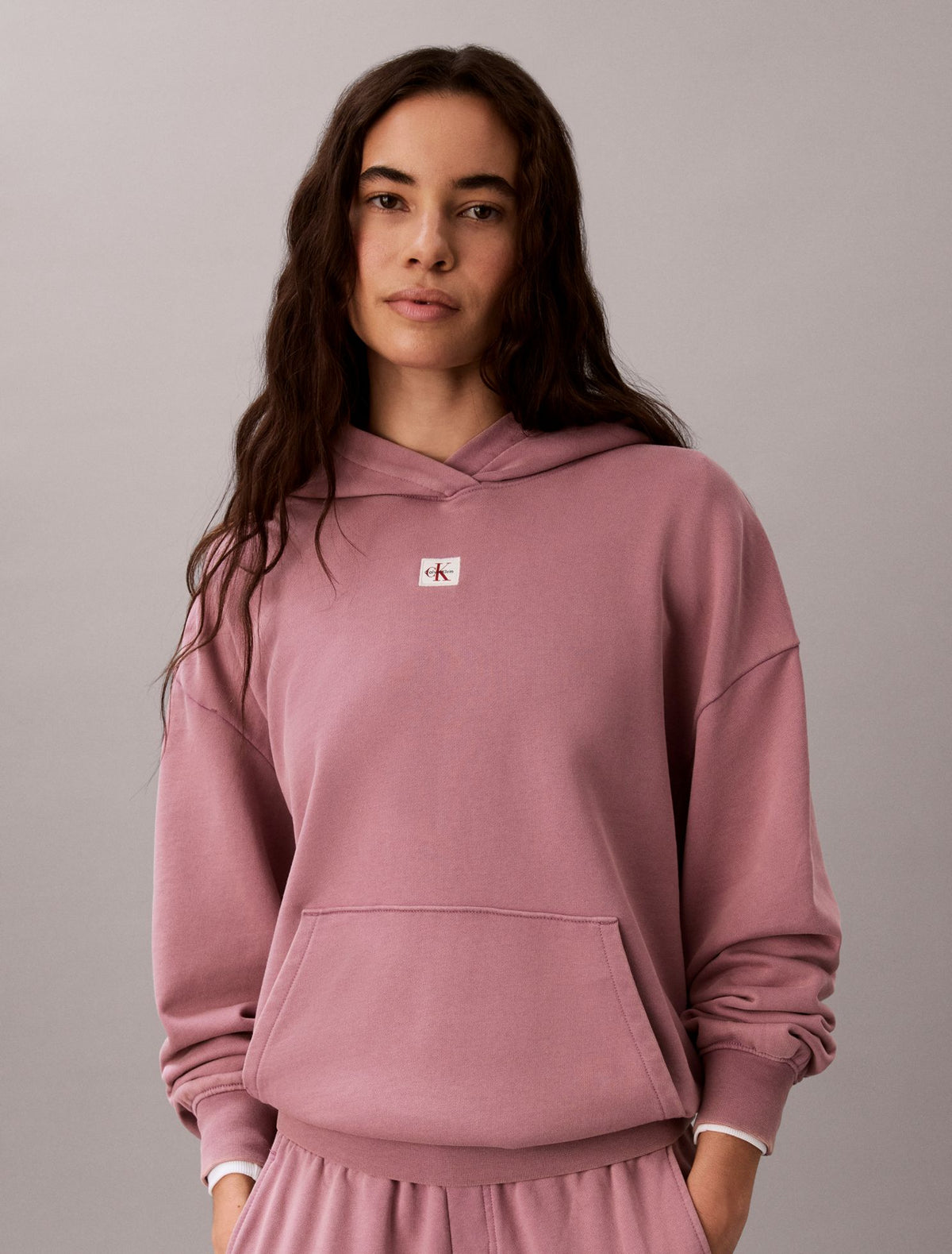 Woven Monologo Terry Pullover Hoodie - Calvin Klein Women