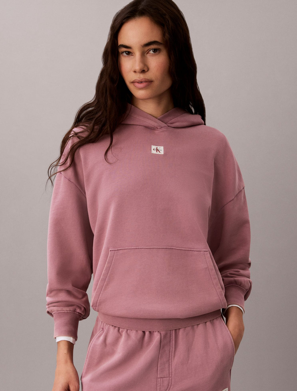 Woven Monologo Terry Pullover Hoodie - Calvin Klein Women