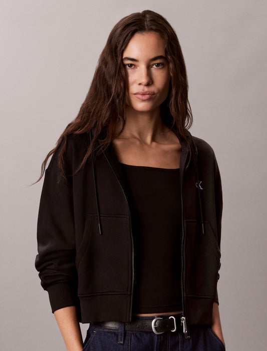 Monogram Logo Fleece Zip Hoodie - Calvin Klein Women