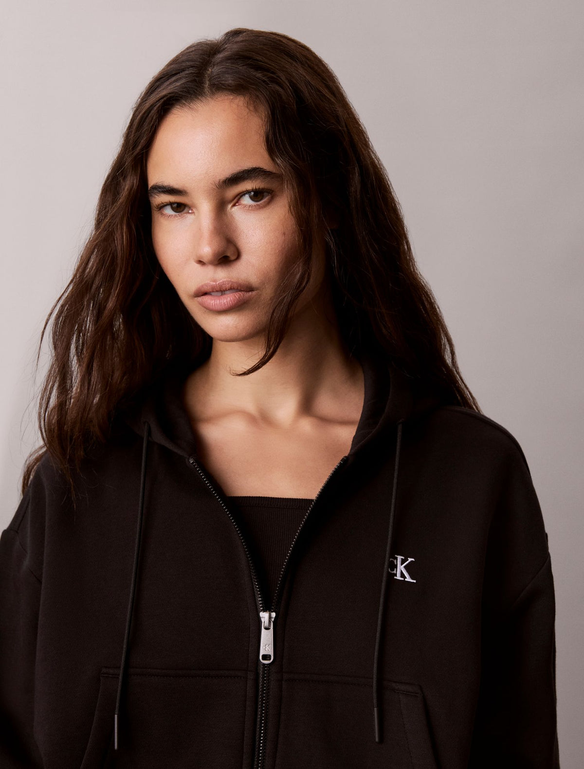Monogram Logo Fleece Zip Hoodie - Calvin Klein Women