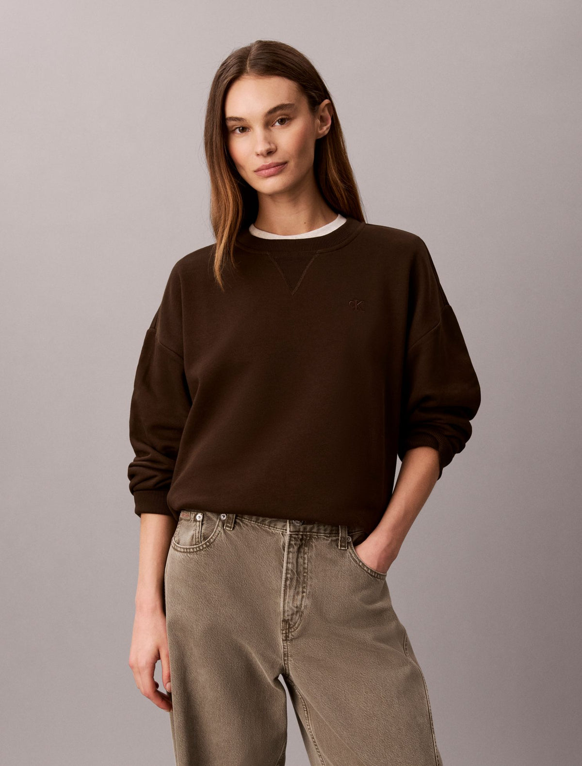Monogram Fleece Crewneck Sweatshirt - Calvin Klein Women