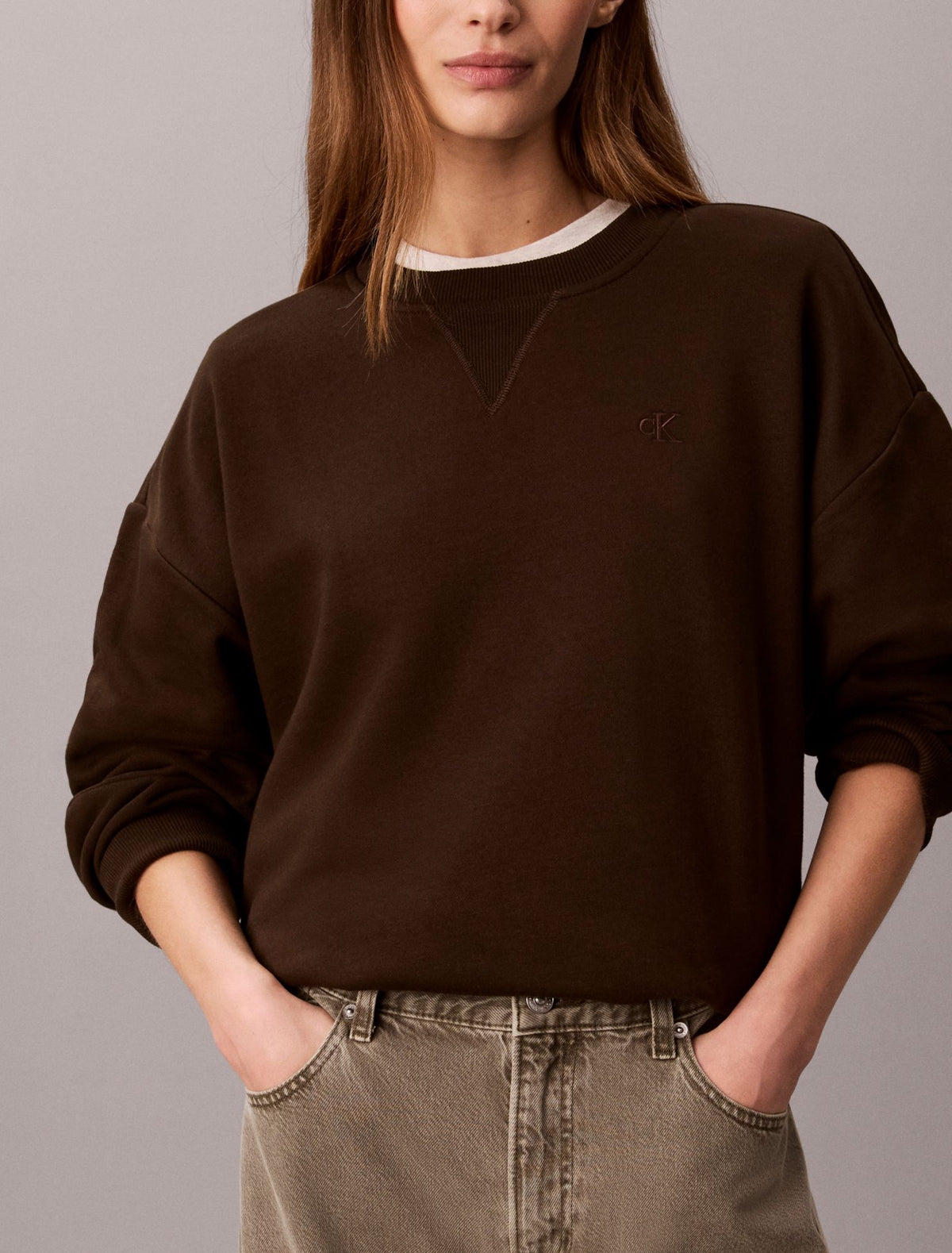 Monogram Fleece Crewneck Sweatshirt - Calvin Klein Women