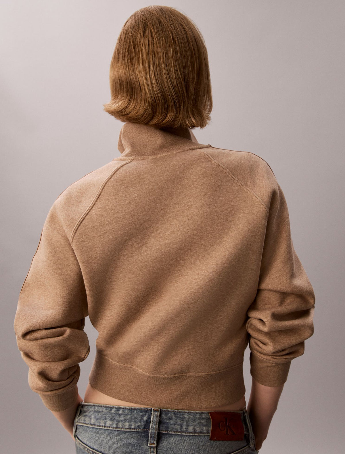 Logo Tape Fleece 1/4 Zip Sweatshirt - Calvin Klein Women